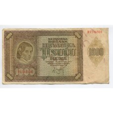 CROACIA 1941 SEGUNDA GUERRA MUNDIAL 1000 KUNA BILLETE EN MUY BUEN ESTADO